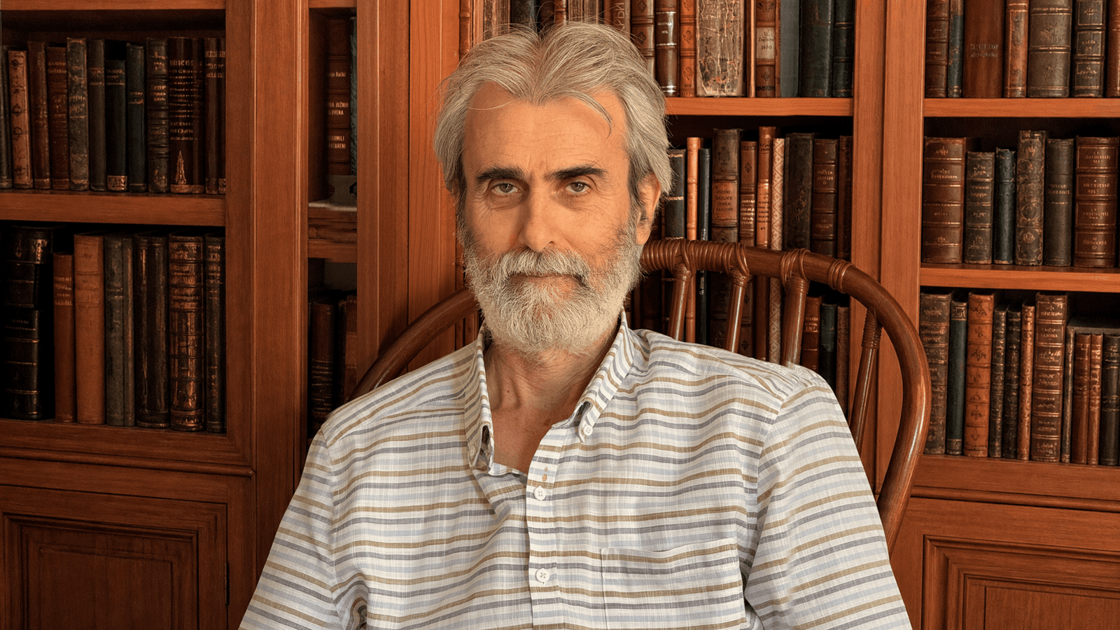 Portrait of artist and bookbinder Aleksandar Ćeklić in his atelier